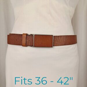 Vintage Leather Belt + Leather Slide Buckle, Large 36 - 42"